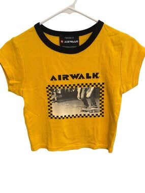 Airwalk Yellow Tee with Black Ringer and Skate Graphic